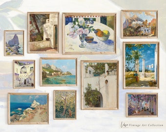 The Amalfi to Capri Collection | Italy Gallery Wall Set | Amalfi Antique Gallery Wall Art Prints | Italy Print Set | #G4