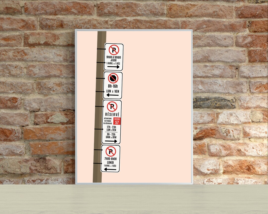 Parking Signs Montreal Montreal Print Funny Montreal Print Digital