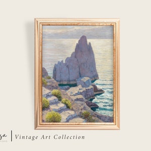 Faraglioni Capri Print | Capri Landscape Painting | Vintage Southern Italy Painting | Printable Digital Download | #51