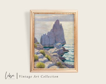 Faraglioni Capri Print: Vintage Italian Landscape Painting (Digital Download)