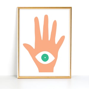 Boho Hamsa Hand Evil Eye Art Print (Digital Print)