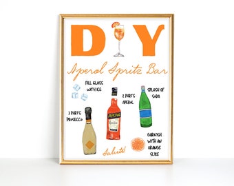 Aperol Spritz-recepttryck: DIY-cocktailbarskylt (digital nedladdning)