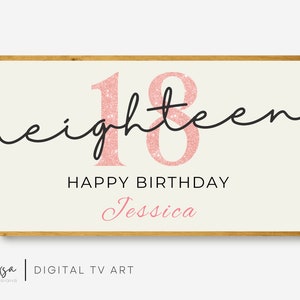 Gelukkige verjaardag gepersonaliseerde frame tv art | Aangepaste Bday 18e Frame Tv Art | Happy Birthday Art voor Samsung TV | Verjaardag Smart TV Art