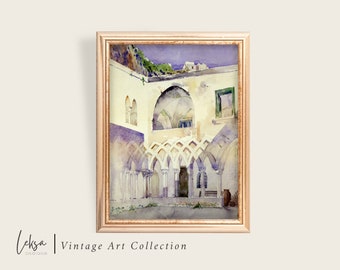 Amalfi Courtyard Print: Vintage Italian Architecture (Digital Download)