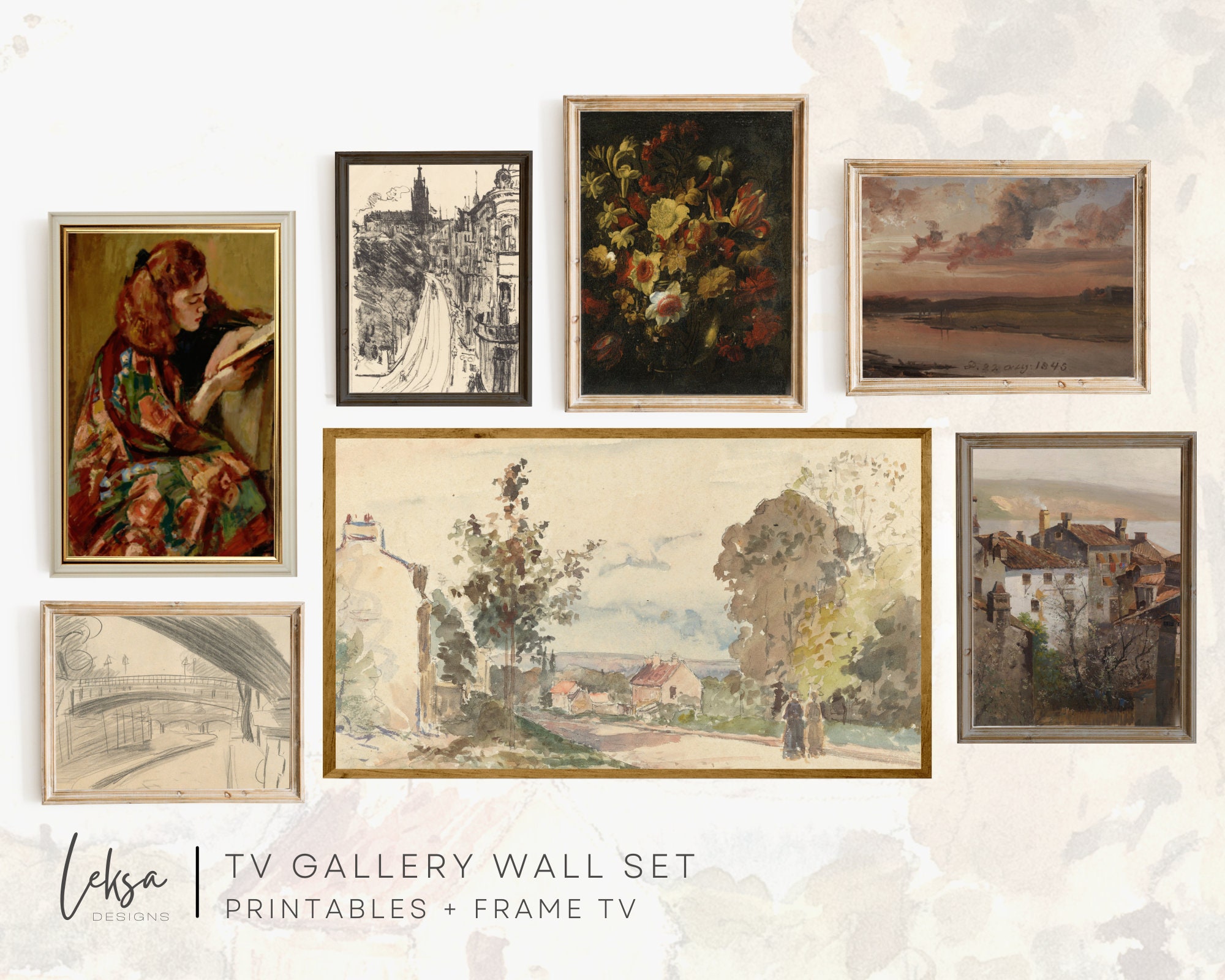 Vintage Farmhouse Painting Frame TV Gallery Set (Digital Download)