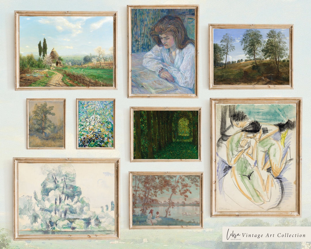 Eclectic Spring Vintage Gallery Set | Vintage Green Neutral Tone Prints ...