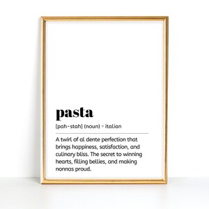 Pasta Print, Italian Word Print, Funny Italian Definition, Italian Definition Print, Italian Kitchen Print, Funny Italian Decor,Pasta Poster