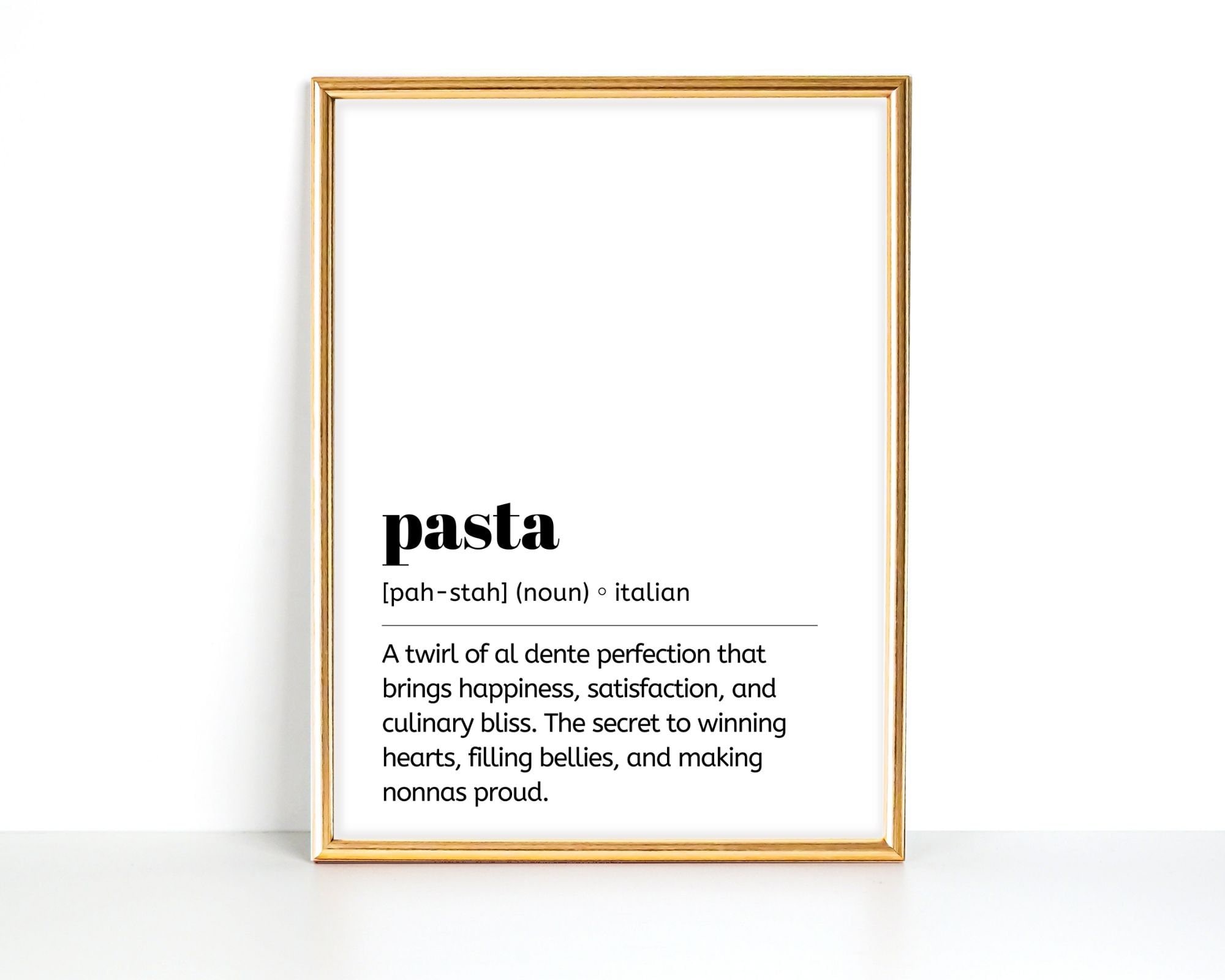 Pasta Print Italian Word Print Funny Italian Definition Etsy