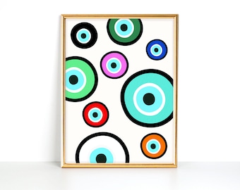 Colorful Evil Eye Art Print | Modern Nazar Wall Decor (Digital Download)