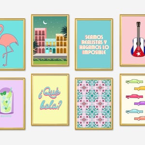 Cuban Wall Art Bundle, Cuba Wall Art, Havana Print, Set of 8 Printables, Digital Print, Instant Download