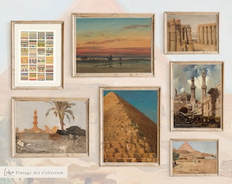 Vintage Egypt Art Print Bundle: Cairo Pyramids Poster (Digital Download)