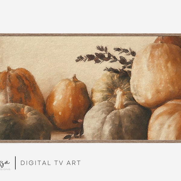 Frame TV Art Pumpkin, Samsung Frame Tv Art Autumn, Neutral Fall Pumpkins Frame Tv Art, Vintage Fall Frame Tv Art Instant Download