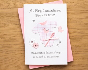 New Baby Girl tartan card with other options for title. Personalise free.