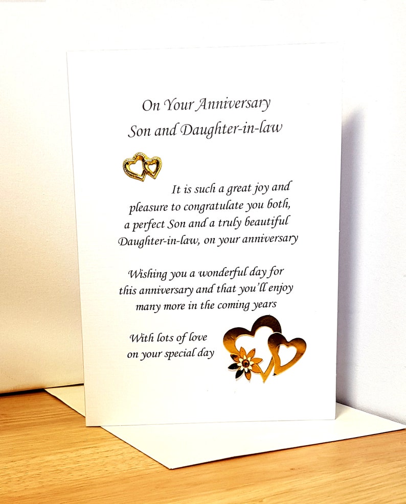 Son and Daughter in Law Anniversary Card With a Verse. Personalise Free ...
