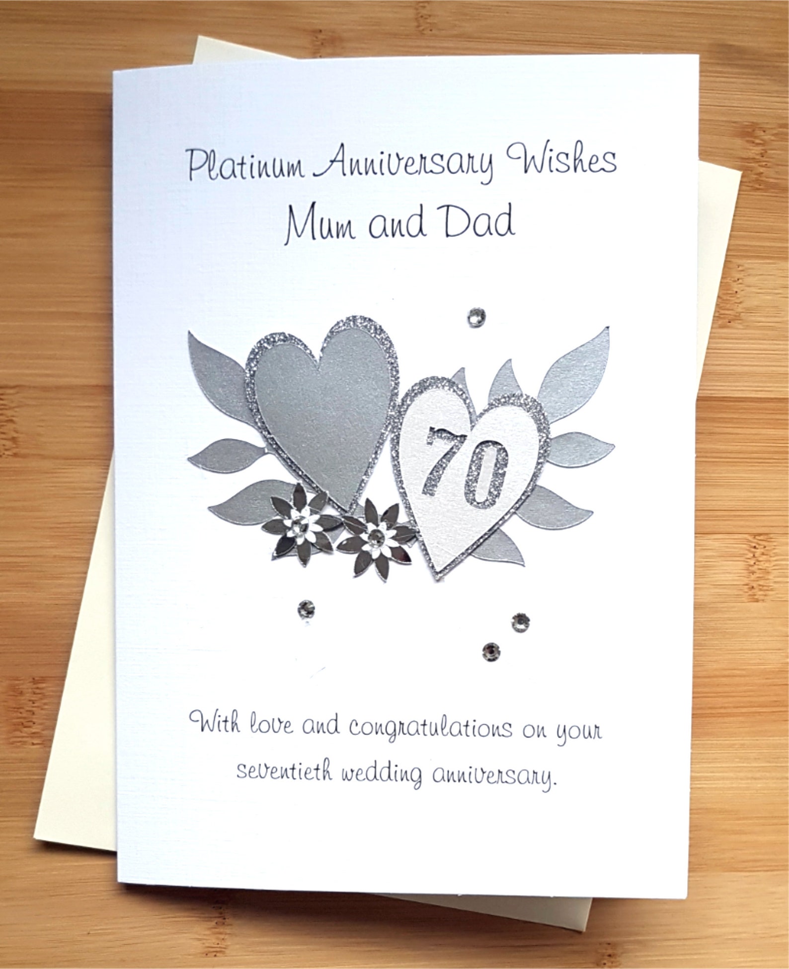 Mum and Dad Platinum 70th wedding anniversary card | Etsy