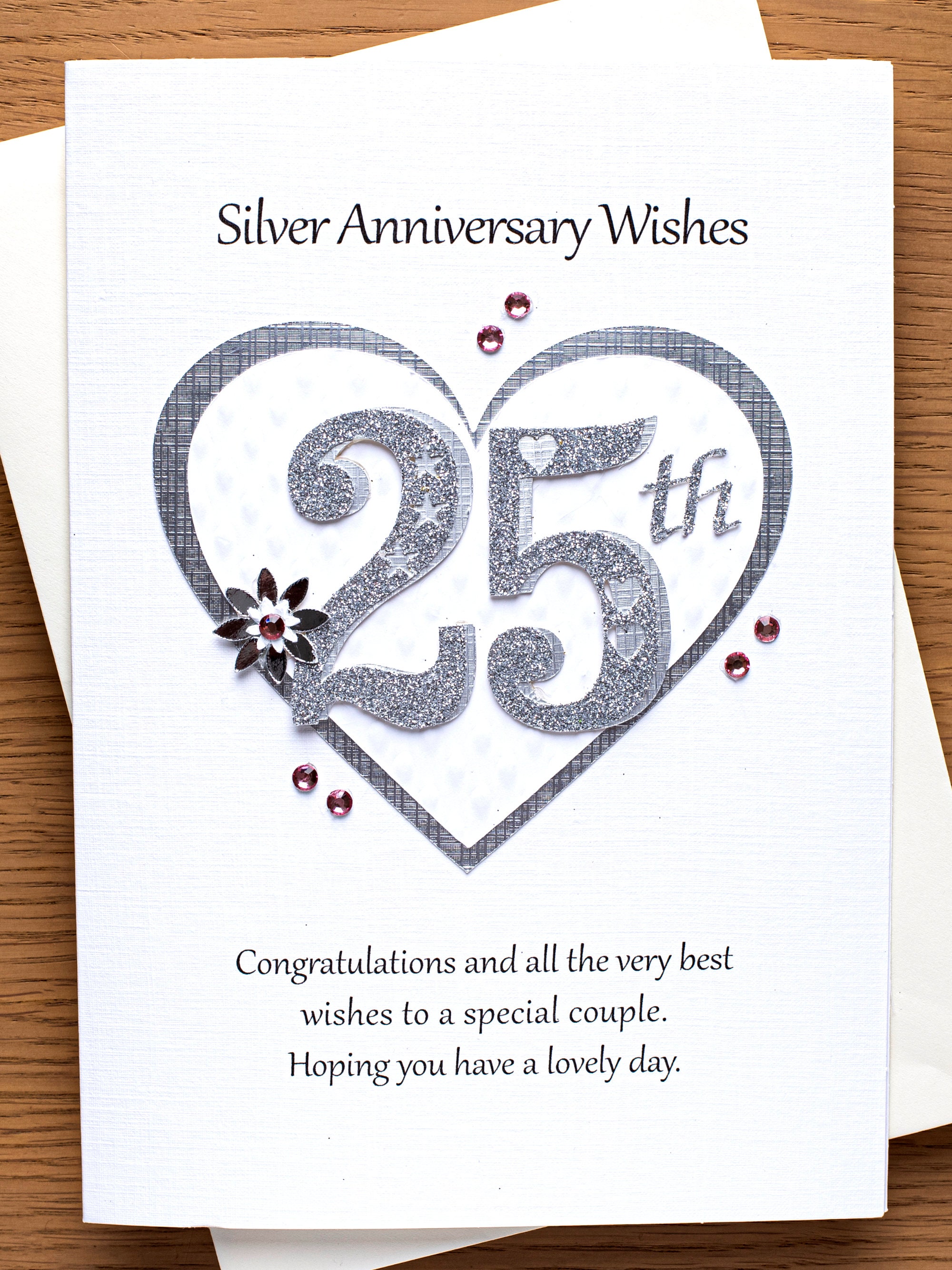 Silver wedding 25th anniversary card Etsy