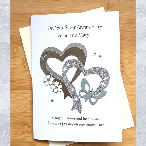 25th Wedding Anniversary Card Silver Anniversary | Etsy