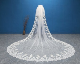 Fashionable White or Ivory Lace Applique Veil Luxury Wedding Two Layer Lace Veils Cathedral Lace Appilques Bridal Veil