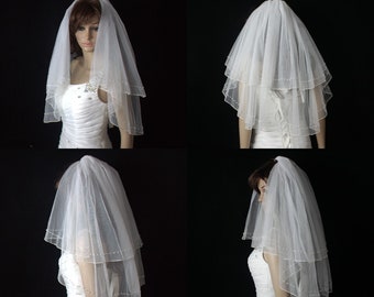 Brautschleier mit Kamm für Frauen und Mädchen elfenbeinfarben Fingerspitzenlänge Mayelia Hochzeitsschleier 2 Ebenen 