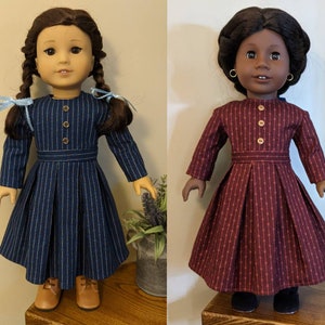 Pleated striped dress for 18 inch doll