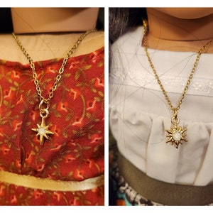 Gold doll necklace sun or star
