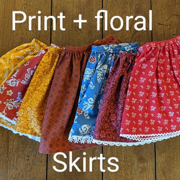 Skirts for 18 inch American doll floral and print