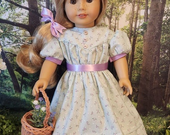 Pastel teal 1800s dress for 18" dolls