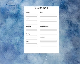 Work Week Planner Printable, Daily planner printable, printable planner, weekly planner