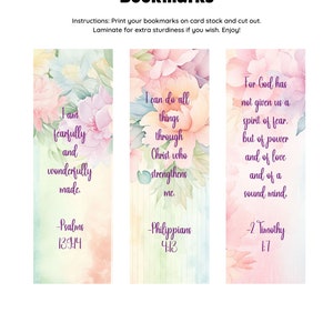 Printable Bible Verse Bookmarks Anxiety Focused Sunday School Floral Printable Bible Verse Bookmarks Anxiety Focused Sunday School Floral
