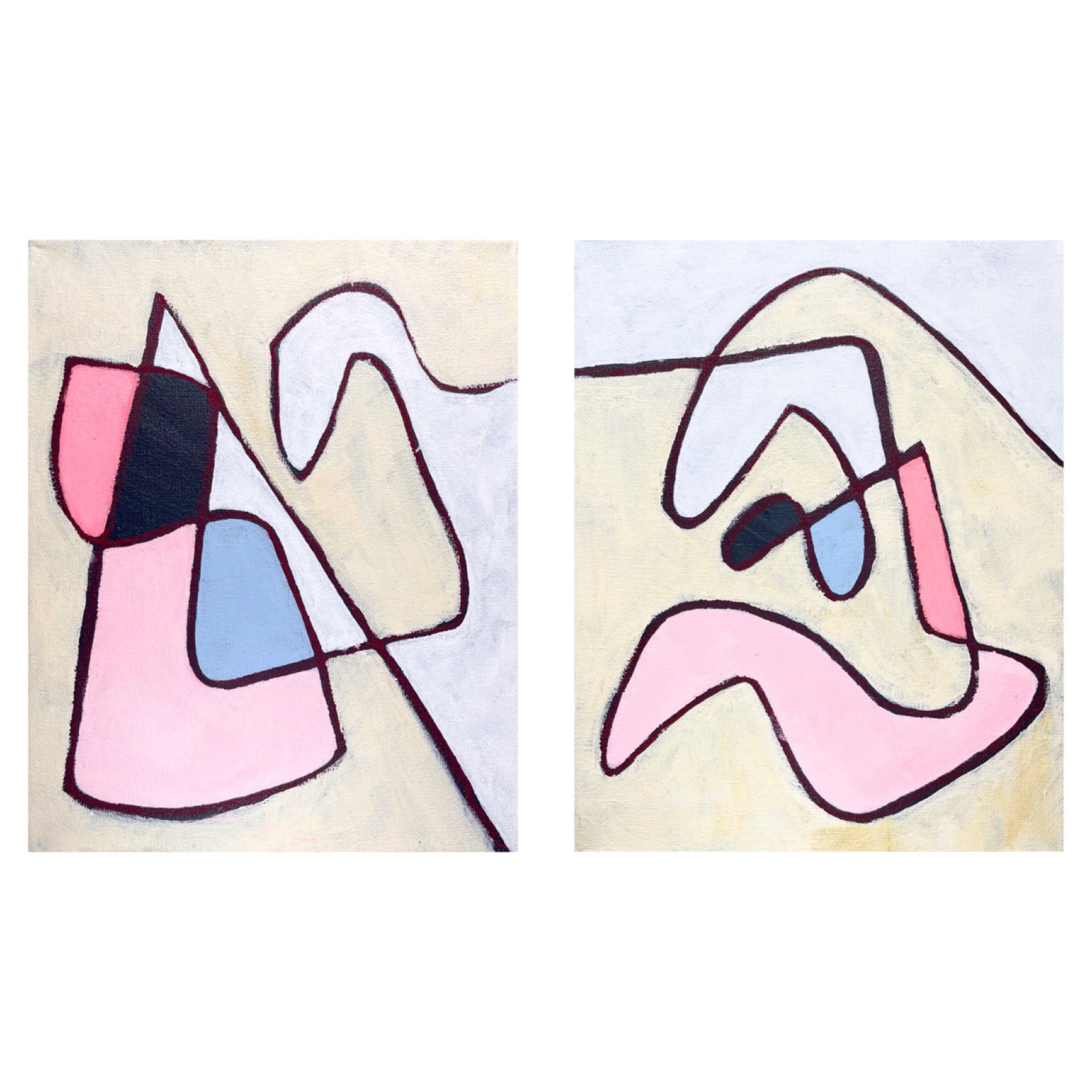 Original Abstract Diptych Paintings Etsy