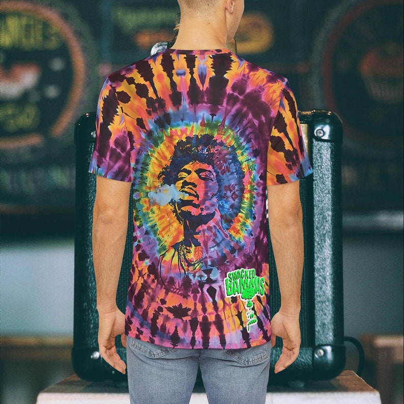 T-shirt Uomo Jimi Hendrix, Nera, 100% Cotone, Con Grafica Arcobaleno, Taglie Dalla S Alla 2XL, Nuova Con Etichette.