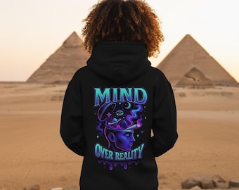 Mind Over Reality Psychedelic Hoodie – Trippy Cosmic Pullover, Spiritual Awakening Sweatshirt, Festival Rave Stoner Hoodie