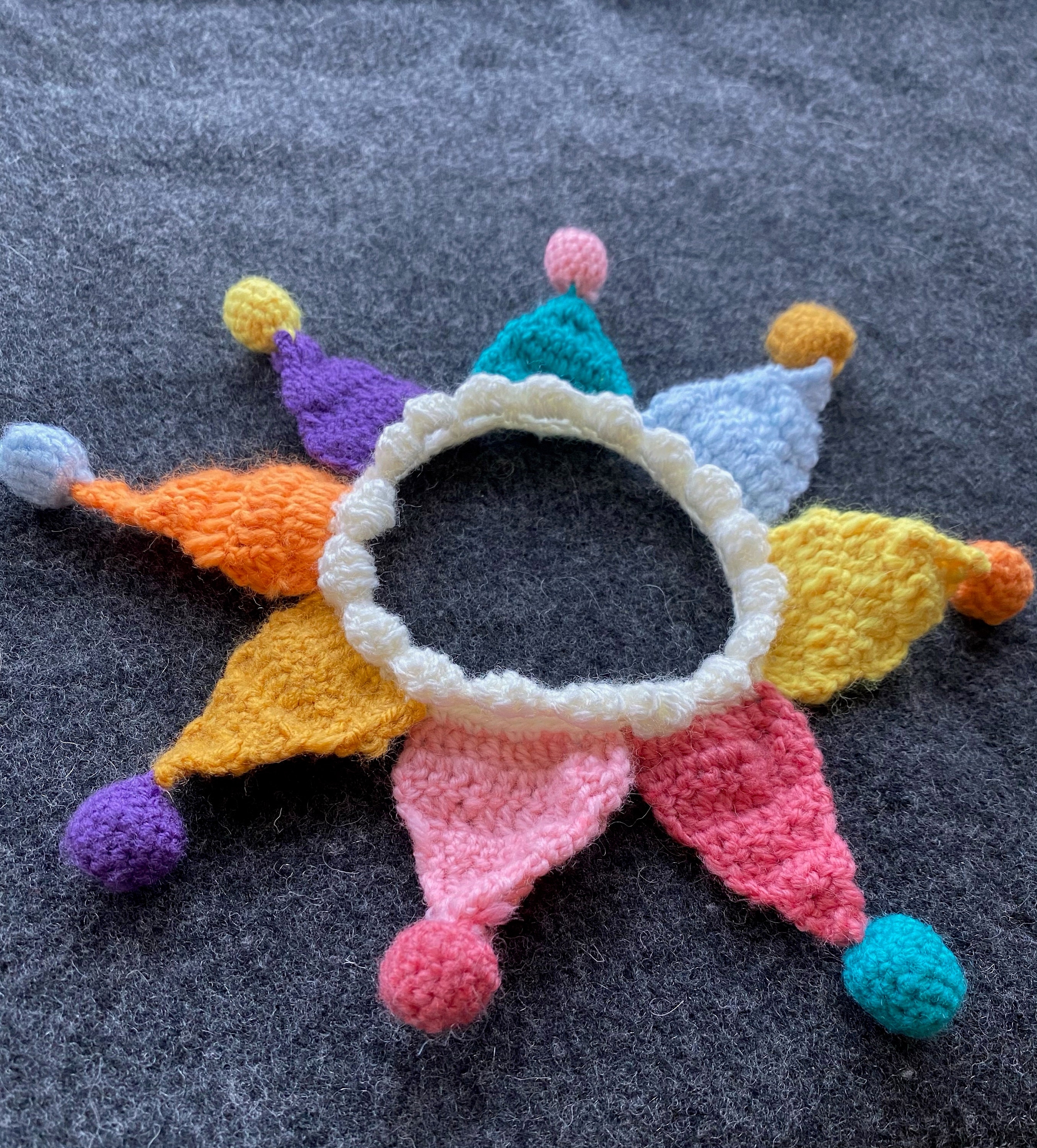 Handmade crochet clown collar costume accessory for dogs and Etsy