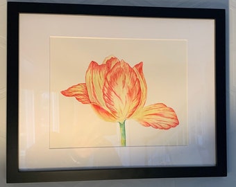 Red Tulip, One of a kind, Aquarelle, NOT A PRINT, Art, Original, Spring, Wall Art, Home Decor