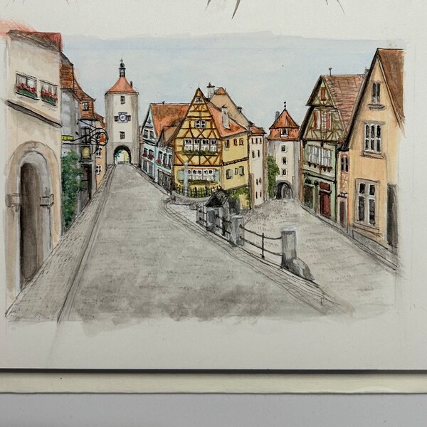 Rothenburg ob der Tauber, Bavaria, Germany - 13x18 Original gerahmt