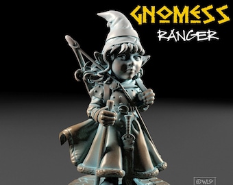 Gnomess Ranger, Tabletop RPG Miniature or figurine (unpainted)