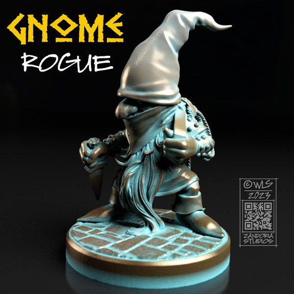 Gnome Rogue, Fantasy Tabletop RPG Miniature or Garden Gnome Statue