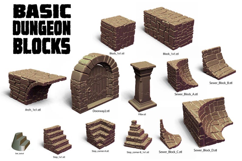 Basic Dungeon Blocks, 3dprintable Terrain for Tabletop Rpgs - Etsy
