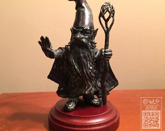 Gnome Druid, bronze finish figurine