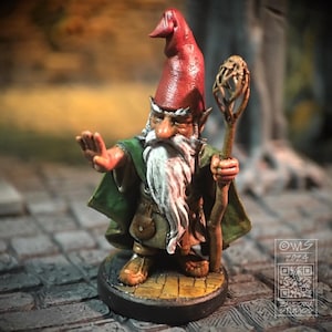 Gnome Druid or Wizard, Fantasy Miniature for Tabletop RPG Character