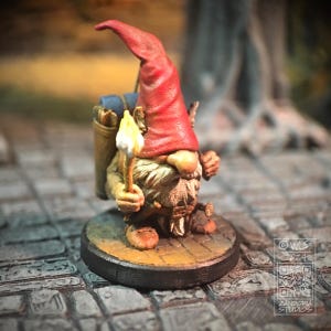 Gonk Gnome Adventurer, Fantasy Tabletop RPG Character Miniature