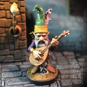 Gnome Bard, Fantasy Miniature for Tabletop Game Character