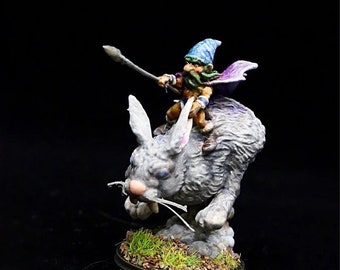 Gnome Rabbit Rider, Tabletop RPG Miniature