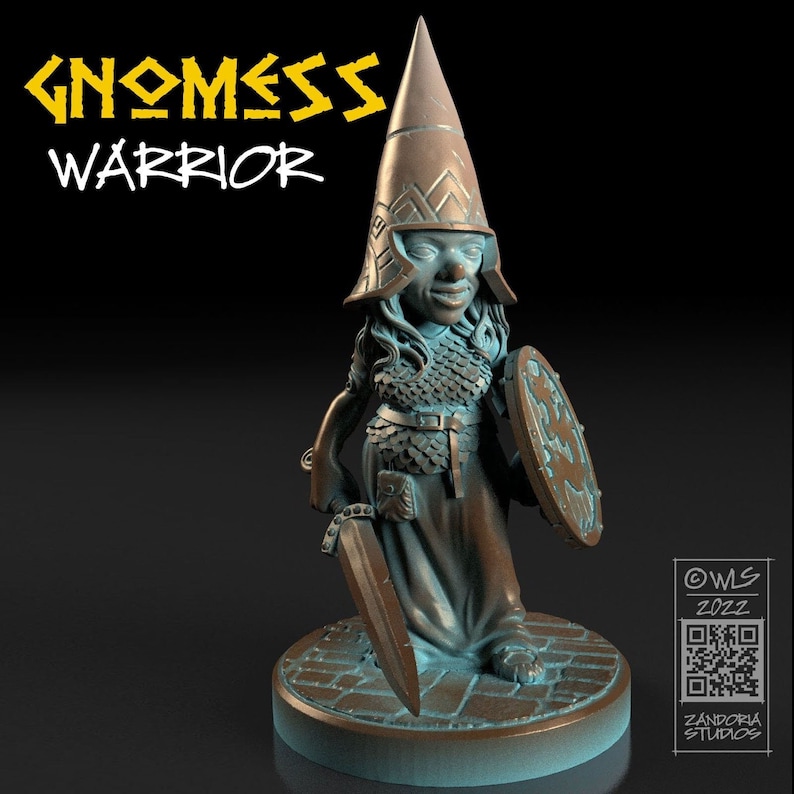 Gnomess Warrior Tabletop RPG Miniature unpainted image 1