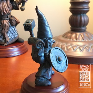 Gnome with Mace, 4&quot; Figurine, Bronze finish