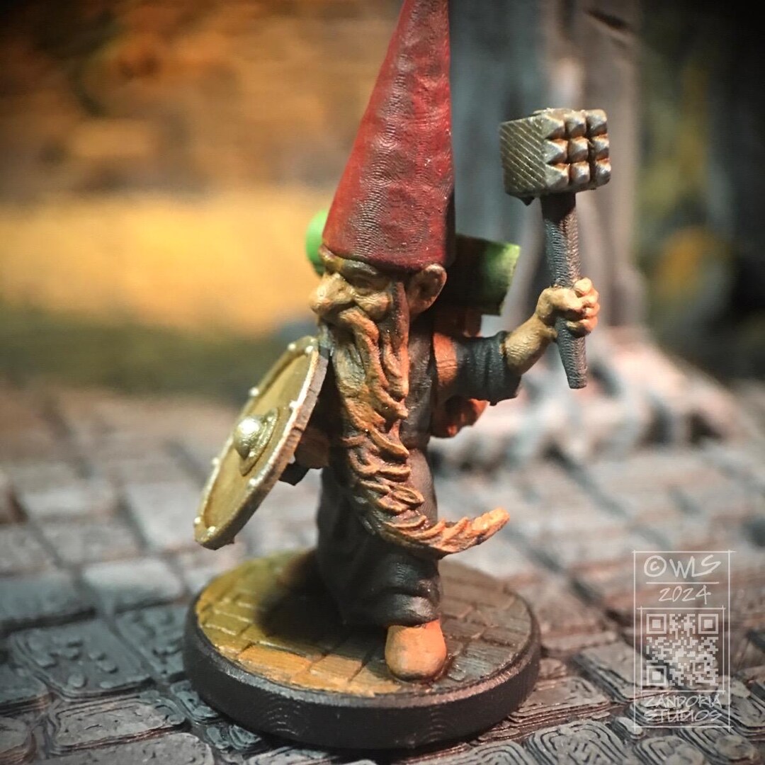 Gnome With Mace, Fantasy Tabletop RPG DND Miniature, Figurine or