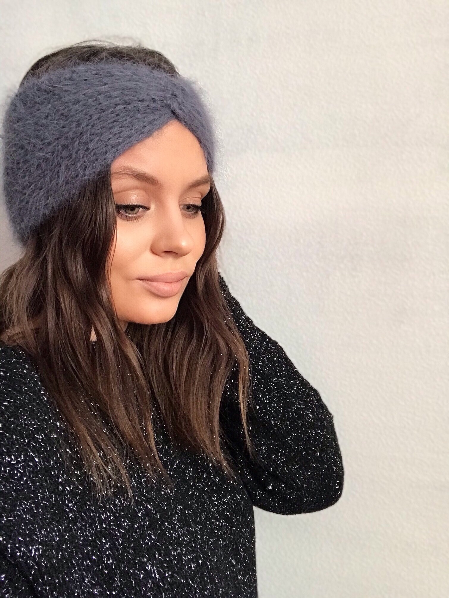 Fluffy headband Knitted headband Hair band scarf Etsy