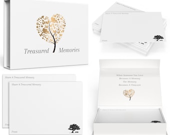 50 Textured Funeral Memory Cards With Beautiful Presentation Box - A Celebration Of Life - Alternative To A Memory Jar Or Book Of Condolence