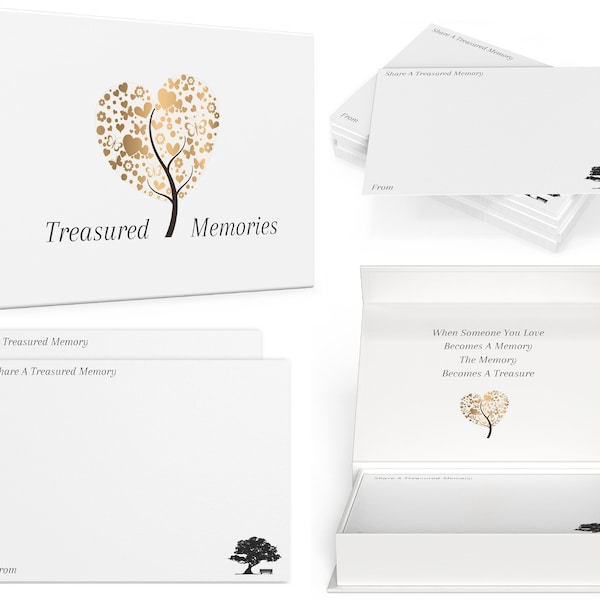 50 Textured Funeral Memory Cards With Beautiful Presentation Box - A Celebration Of Life - Alternative To A Memory Jar Or Book Of Condolence