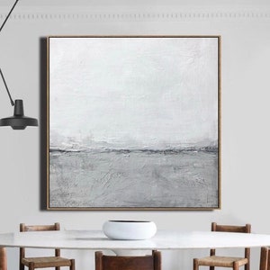 Pintura minimalista extragrande, arte mural abstracto original, obra de arte en lienzo gris, pinturas texturizadas, arte minimalista gris, pintura neutra
